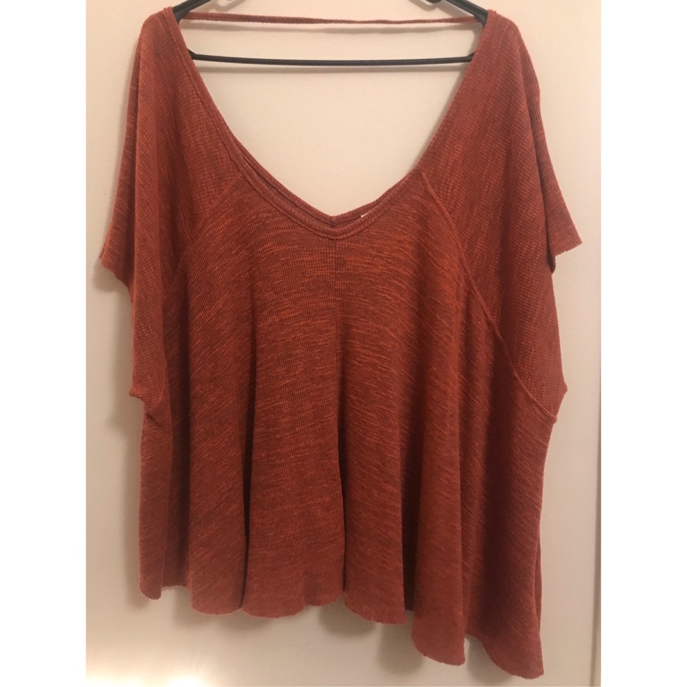 Free People Oversized Ribbed Swing Tee